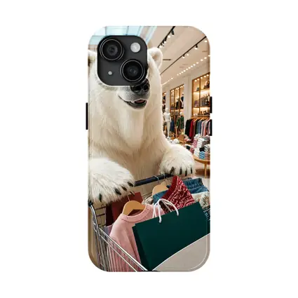 Polar Bear Shopping in Clothing Store