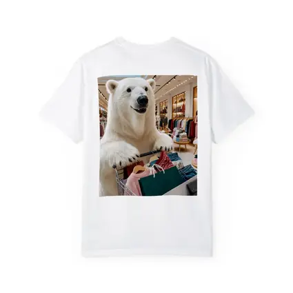 Polar Bear Shopping in Clothing Store