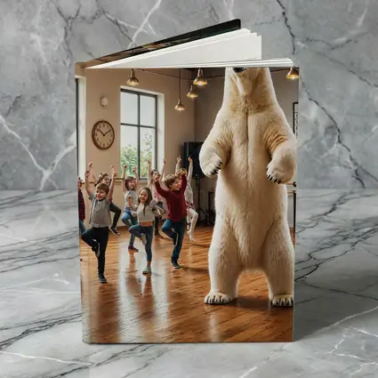 Polar Bear Dancing With Kids In Studio