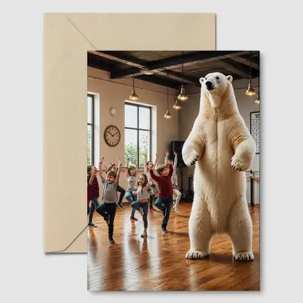 Polar Bear Dancing With Kids In Studio