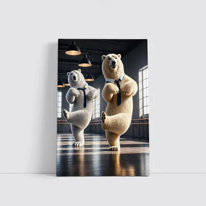 Polar Bears Dancing in Ballet Studio