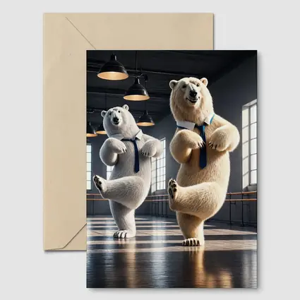 Polar Bears Dancing in Ballet Studio
