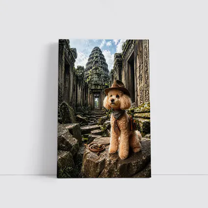 Poodle Adventurer Explorer Ancient Temple Ruins