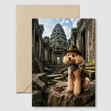 Poodle Adventurer Explorer Ancient Temple Ruins