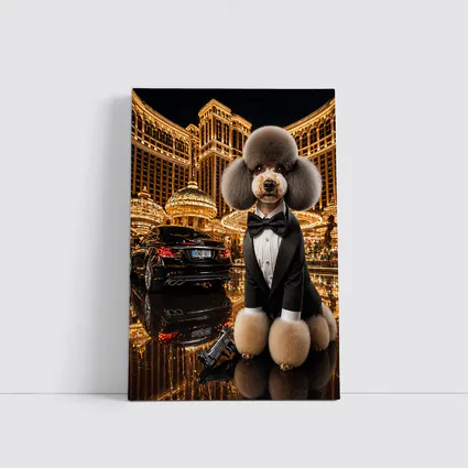 Poodle Tuxedo Spy Las Vegas Casino Night