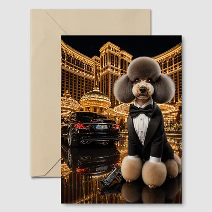 Poodle Tuxedo Spy Las Vegas Casino Night