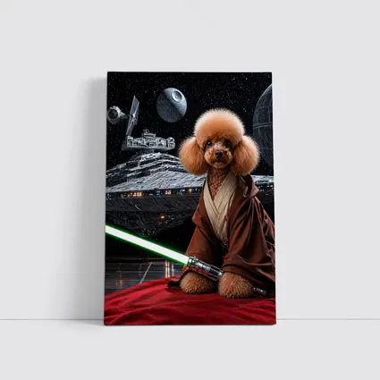 Poodle Jedi with Lightsaber in Space