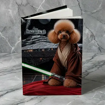 Poodle Jedi with Lightsaber in Space