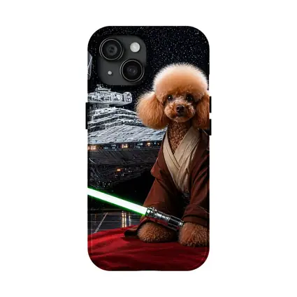 Poodle Jedi with Lightsaber in Space