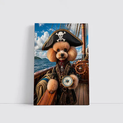Poodle Pirate Captain on Caribbean Ship