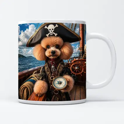 Poodle Pirate Captain on Caribbean Ship