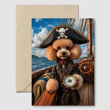 Poodle Pirate Captain on Caribbean Ship