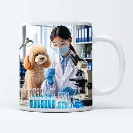 Poodle Scientist Conducting Lab Experiment