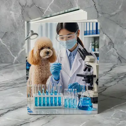 Poodle Scientist Conducting Lab Experiment
