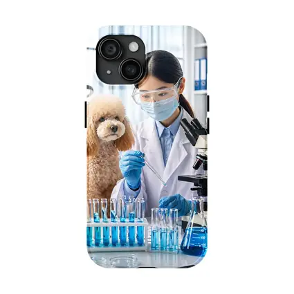 Poodle Scientist Conducting Lab Experiment