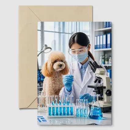 Poodle Scientist Conducting Lab Experiment