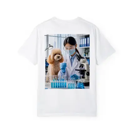 Poodle Scientist Conducting Lab Experiment