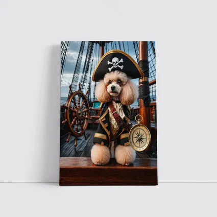 Poodle Pirate Captain on Sailing Ship