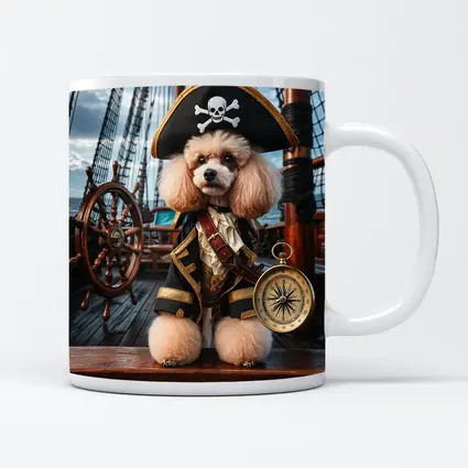 Poodle Pirate Captain on Sailing Ship