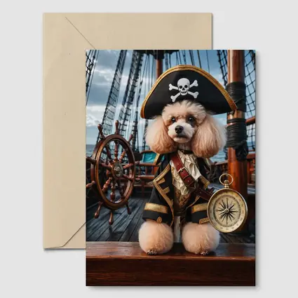 Poodle Pirate Captain on Sailing Ship