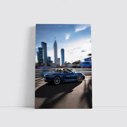 Porsche 718 Boxster Blue City Skyline