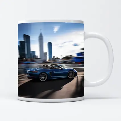 Porsche 718 Boxster Blue City Skyline