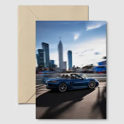 Porsche 718 Boxster Blue City Skyline