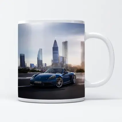 Porsche Boxster Blue Convertible City Skyline
