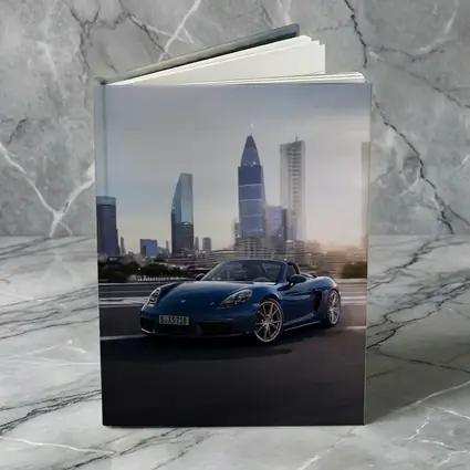 Porsche Boxster Blue Convertible City Skyline