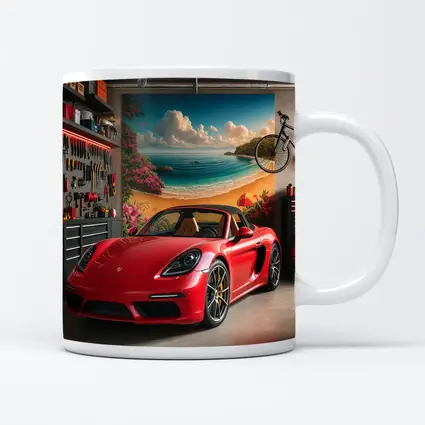 Porsche 718 Boxster Red Garage Mural