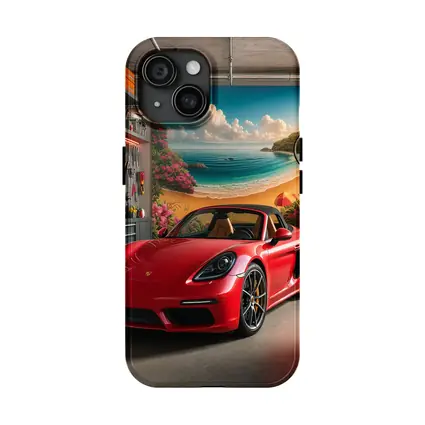 Porsche 718 Boxster Red Garage Mural