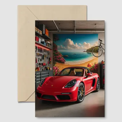 Porsche 718 Boxster Red Garage Mural