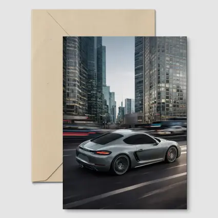 Porsche Cayman S Racing Through City Streets