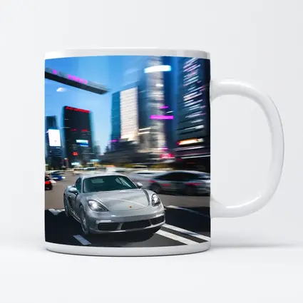 Porsche 718 Cayman Racing Through City Streets