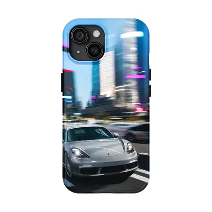 Porsche 718 Cayman Racing Through City Streets