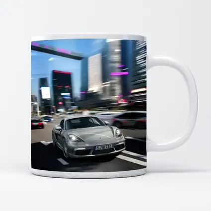 Porsche 718 Cayman Racing Through City Streets