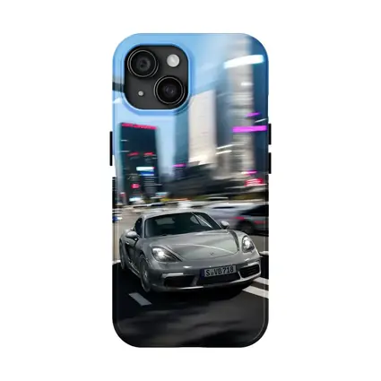 Porsche 718 Cayman Racing Through City Streets