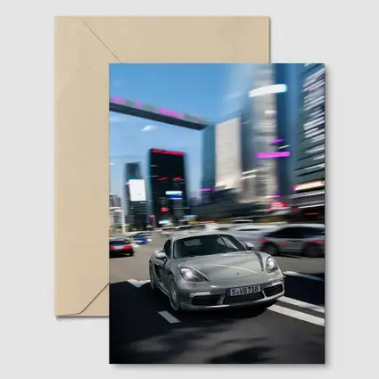 Porsche 718 Cayman Racing Through City Streets