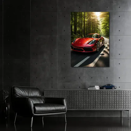 Porsche Cayman Red Forest Road Drive