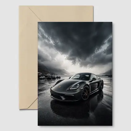 Porsche 718 Cayman Stormy Harbor Scene