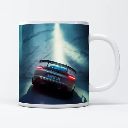 Porsche Cayman Rear View Marble Background