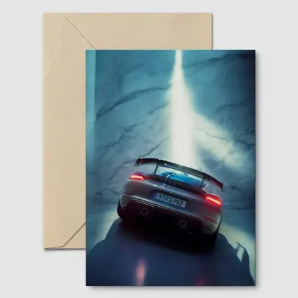 Porsche Cayman Rear View Marble Background