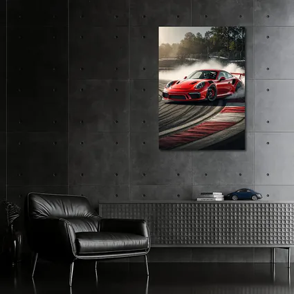 Red Porsche 911 GT3 RS Drifting Race Track