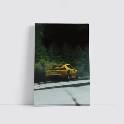 Porsche Cayman GT4 Yellow Forest Road