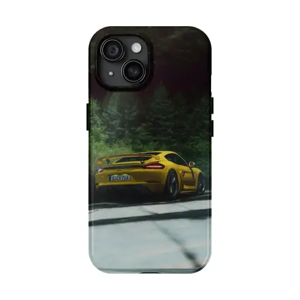 Porsche Cayman GT4 Yellow Forest Road