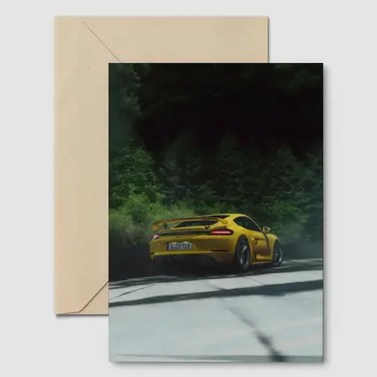 Porsche Cayman GT4 Yellow Forest Road