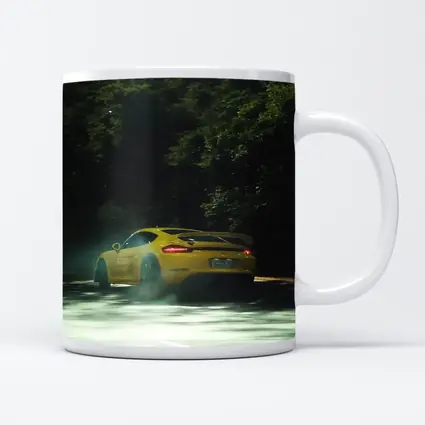 Porsche Cayman GT4 Yellow Smoking Road