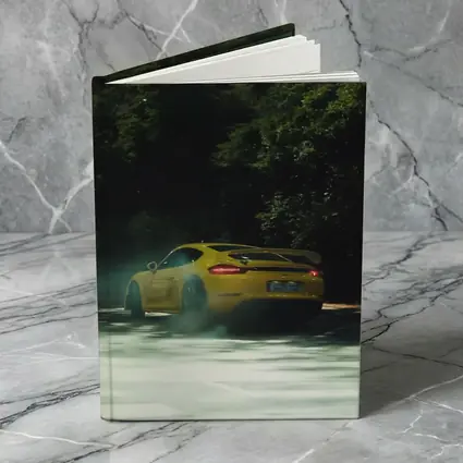 Porsche Cayman GT4 Yellow Smoking Road