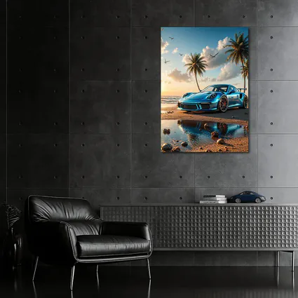 Porsche 911 GT3 Blue Beach Sunset