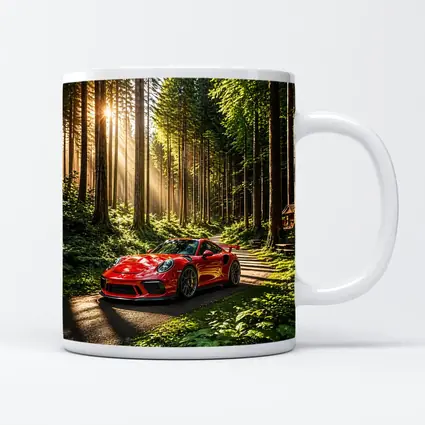 Red Porsche 911 GT3 Forest Sunlight